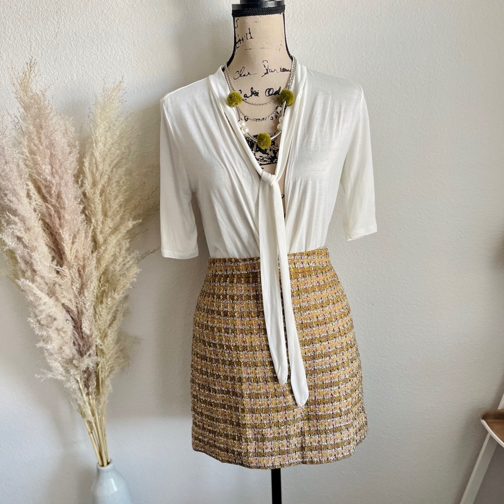 Gold J. Crew Metallic Mini Skirt Size 2